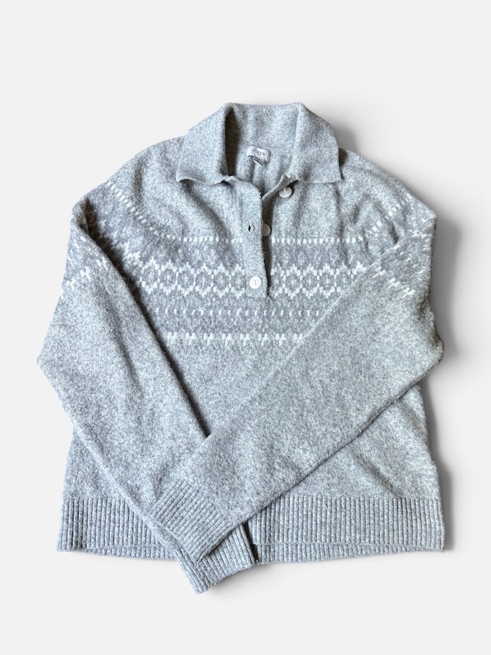J. Crew Light Gray Fair Isle Sweater